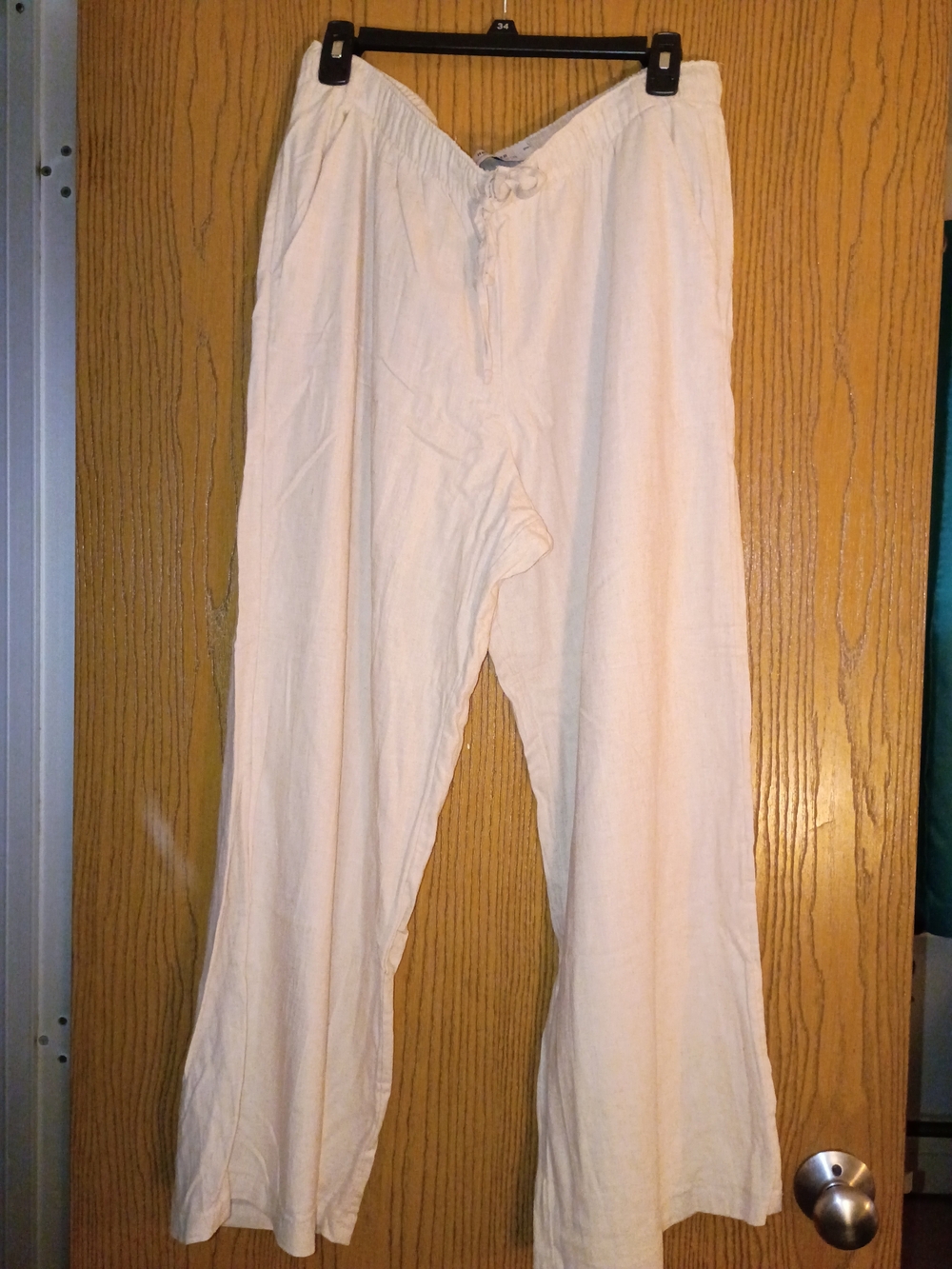 Hollister Cream Linen Adjustable Rise Wide Leg Pant